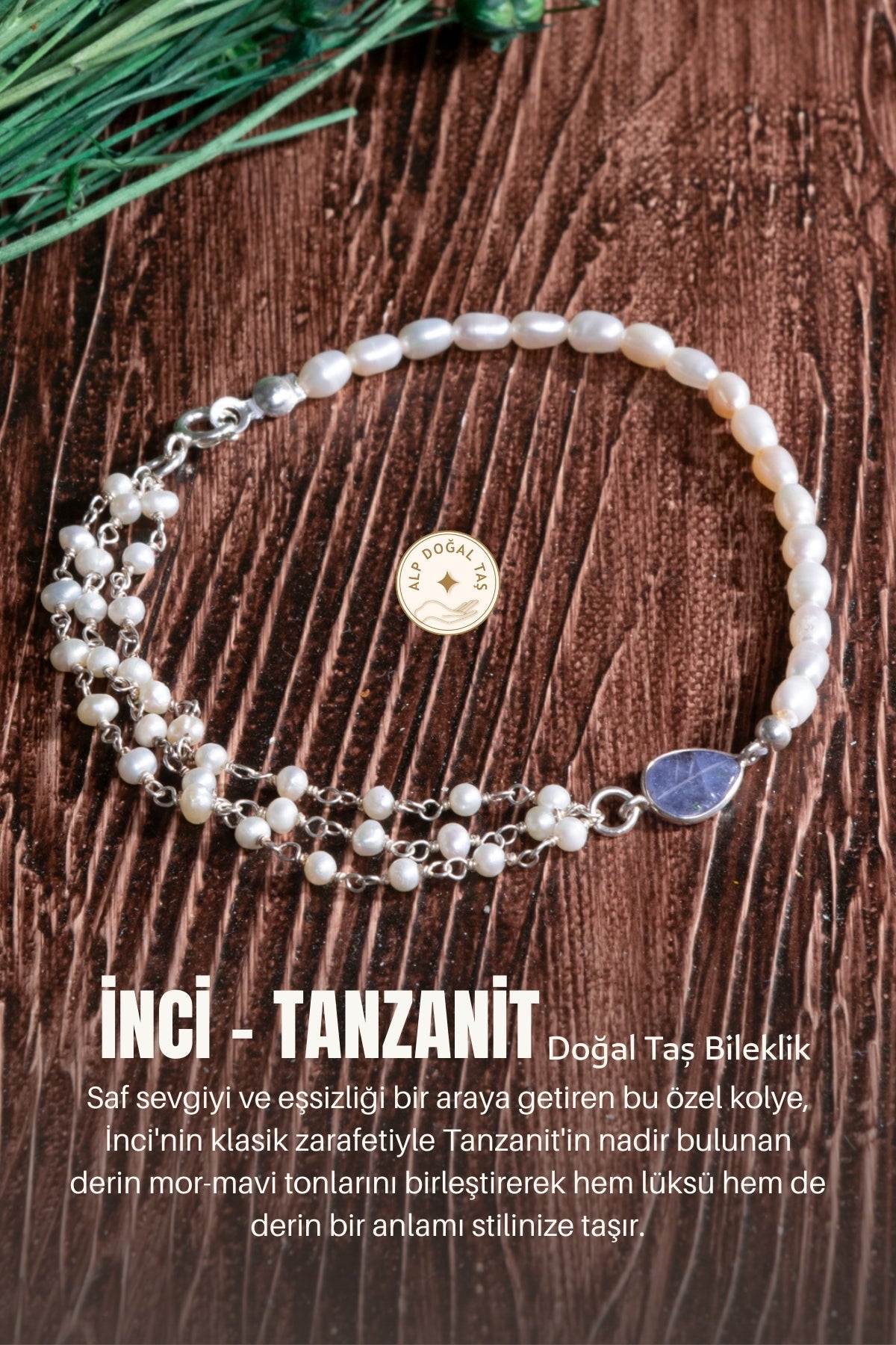 Image of Sertifikalı İnci Tanzanit Gümüş Bileklik